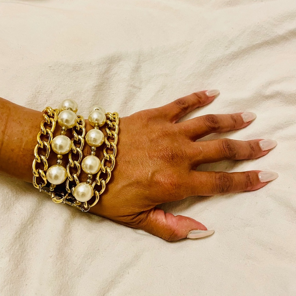 Zara Gold/Pearl 5-Strand Costume Jewelry Bracelet!!!